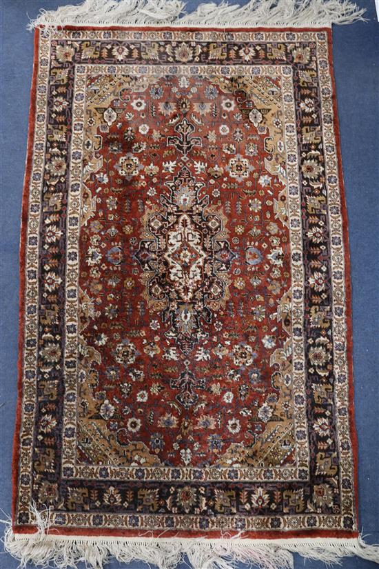 A Persian part silk rug 126 x 76cm